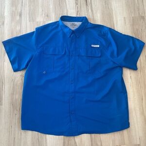 Realtree Men 2XL Blue Button Down Shirt fishing performance quick dry vent